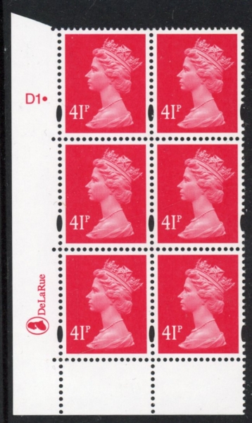 Y1714 (U393) 41p rosine 2B DLR. Cyl. D1 phos D1 dot. blue fluor U/M (MNH) Y1714 (U393) 41p rosine 2B DLR. Cyl. D1 phos D1 dot. blue fluor U/M (MNH)