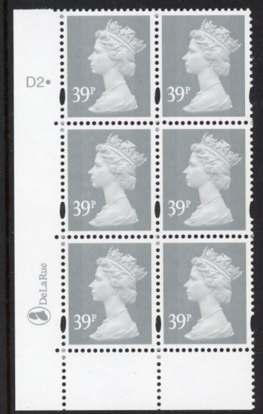 Y1709 (U381) 39p grey 2B . DLR PVA bluish. Cyld.D2 dot. phos. D2 blue fluor. U/M (MNH) Y1709 (U381) 39p grey 2B . DLR PVA bluish. Cyld.D2 dot. phos. D2 blue fluor. U/M (MNH)