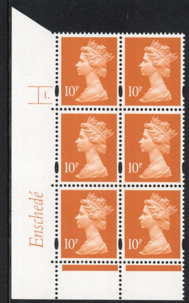 Y1676 (U195A) 10p dull orange 2B Enschede Cyl. 1 dot blue fluor perf RE PVA bluish. U/M (MNH) Y1676 (U195A) 10p dull orange 2B Enschede Cyl. 1 dot blue fluor perf RE PVA bluish. U/M (MNH)