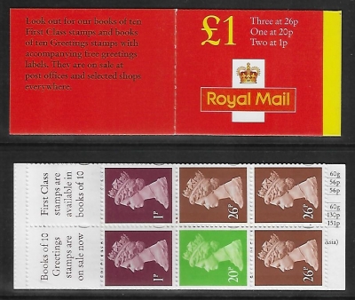 1996 FH41 £1.00 red cover (47p rate)3x26p 1x20p 2x1p Litho. Questa. U/M (MNH) 1996 FH41 £1.00 red cover (47p rate)3x26p 1x20p 2x1p Litho. Questa. U/M (MNH)