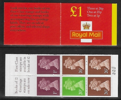 1998 FH41b £1.00 red cover 3x26p 1x20p 2x1p (no overseas rate table) Litho. Questa. U/M (MNH) 1998 FH41b £1.00 red cover 3x26p 1x20p 2x1p (no overseas rate table) Litho. Questa. U/M (MNH)