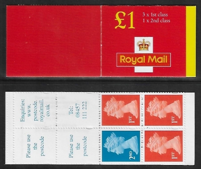 2000 FH44 £1.00 red cover 1x2nd 3x1st 'postcde' on label. PHOTO. Questa. U/M (MNH) 2000 FH44 £1.00 red cover 1x2nd 3x1st 'postcde' on label. PHOTO. Questa. U/M (MNH)