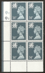 34p dp bluish grey SG. W67 cyld.