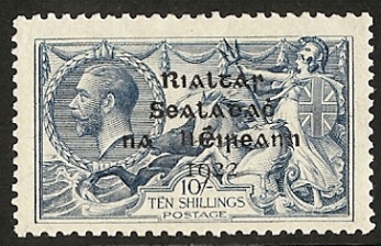 KGV 10/-  dull grey blue SG. 21 (strokes over 'ten' variety)