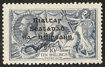 KGV 10/- dull grey blue SG.21  (broken 'S' variety)