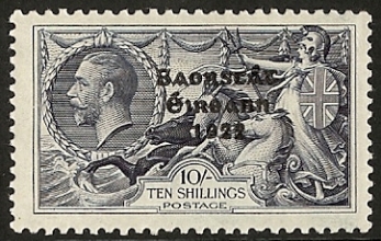 KGV. 10/-  Indigo  re - engraved