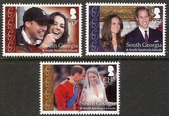 South Georgia 2011 Royal Wedding set 3 values