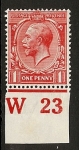 King George V 1d red control W23