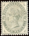 4d dull green SG.192 letters 'LJ'