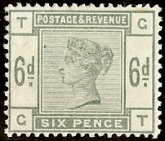 SG.194 6d dull green letters 'GT'