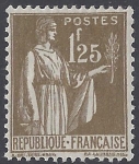 1932  France SG.513  'Peace' 1F 25c Olive.  M/M