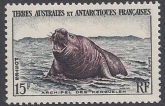 1956 French Antarctic 15f Southern Elephant Seal SG.12 u/m (MNH)