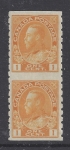 1927 Canada SG.256c 1c chrome yellow Die II imperf horizontal (vertical pair) m/m