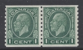 1933 Canada SG.326 1c green imperf x perf 8½ horizontal pair m/m