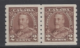 1935 Canada SG.353 2c brown imperf x perf 8 horizontal pair u/m (MNH)