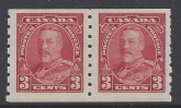 1935 Canada SG.354 3c scarlet imperf x perf 8 horizontal pair m/m