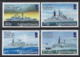 2014 Falkland Islands. SG.1304-7 Royal Navy Type 42S Destroyers  set 4 values U/M (MNH)