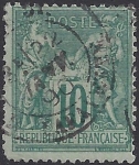 1876 France SG.231 10c green TII (N under U) very fine used.