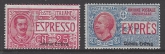 1893 Eritrea -  SG.E31 & E34  Express Letter stamps of Italy overprinted 'Colonia Eritrea' mounted mint.