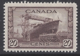 1942 Canada  SG.386   20 cent chocolate.  (HMCS La Malbaie) u/m (MNH)