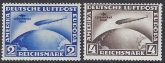 1930 Germany SG.456a/457a set 2 values First South American Flight of Graf Zeppelin inscribed '1.SUDAMERIKA FAHRT' U/M (MNH)