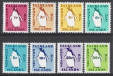 1991 Falkland Islands - SG. D1-8  Postage Dues (King Penguin) set 8 values U/M (MNH)