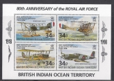 1998 British Indian Ocean Territory.  MS.219  80th Anniversary of Royal Airforce. mini sheet u/m (MNH)