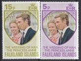 1973 Falkland Islands. SG.291-2  Royal Wedding. set 2 values U/M (MNH)