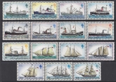 1982  Falkland Islands SG. 331B- 45B Mail Ships (with imprint date) set 15 values U/M (MNH)