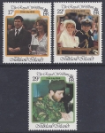1986 Falkland Islands.  SG.536-8  Royal Wedding set 3 values U/M (MNH)