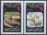 1993 Falkland Islands.  SG.685-6  150th Anniversary of Launch of Great Britain. (liner) set 2 values U/M (MNH)