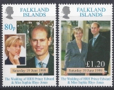 1999 Falkland Islands. SG.838-9 Royal Wedding. set 2 values U/M (MNH)