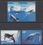 1995 Australian Antarctic SG.108-11  Whales & Dolphins.  set 4 values U/M (MNH)