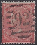 Great Britain 1862-4 -  SG.79 4d bright red  wmk. Large Garter good used.