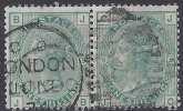 Great Britain 1874 SG.150 1/- green plate 9 pair fine used