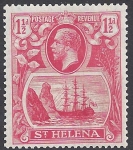 1923 St. Helena SG.99b 1½d rose-red Badge of St. Helena  'Torn Flag' variety very lightly mounted mint.