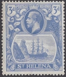 1923  St Helena SG.101a 3d bright blue 'broken mainmast' variety M/M