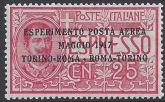 1917 Italy. SG.102 'AIR' 25c rose. overprinted M/M.