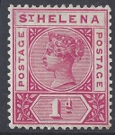 1896 S Helena. SG.47 1d carmine perf 14 Wmk. crown CA. m/m