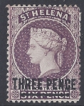 1887 St Helena. SG.41 3d deep mauve. perf 14x14   M/M