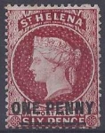 1868 St. Helena  SG.7 1d lake type B. perf 12½  mounted mint.