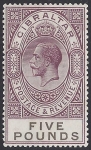 1925 Gibraltar. SG.108 £5 violet & black. - very lightly mounted mint. (see back).