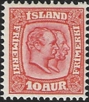 1907 Iceland - SG.86 Kings Christian IX & Frederik VIII  10A Scarlet.  U/M (MNH)