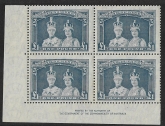 1938  Australia.  SG178  £1.00 Robes corner imprint block of 4 U/M (MNH)