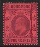 1904  Hong Kong  SG.78  4 cents purple/red M/M