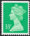 X1057  33p phos  light emerald  imperf top. ex booklet Walsall  U/M (MNH)