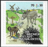 2017  Germany SG.4105 The donkey,the dog,the cat and the Cock on the road to Bremen. s/adhesive ex booklet. U/M (MNH)