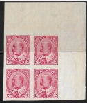 1909 Canada  SG.177a 2c pale rose carmine imperf block of 4 with RPS certificate. U/M (MNH)