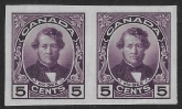 1927 Canada SG.271 5c violet  imperf pair with RPS certificate 206389. U/M (MNH)