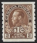 1916 Canada SG.241 2c +1c brown  die I  imperf x perf 8  lm/mint